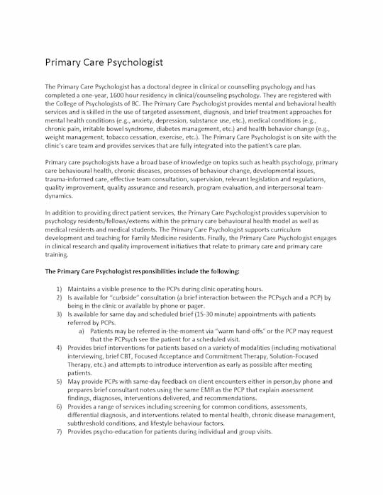 Primary Care Psychologist - Team Role Description _Thumbnail_Cover