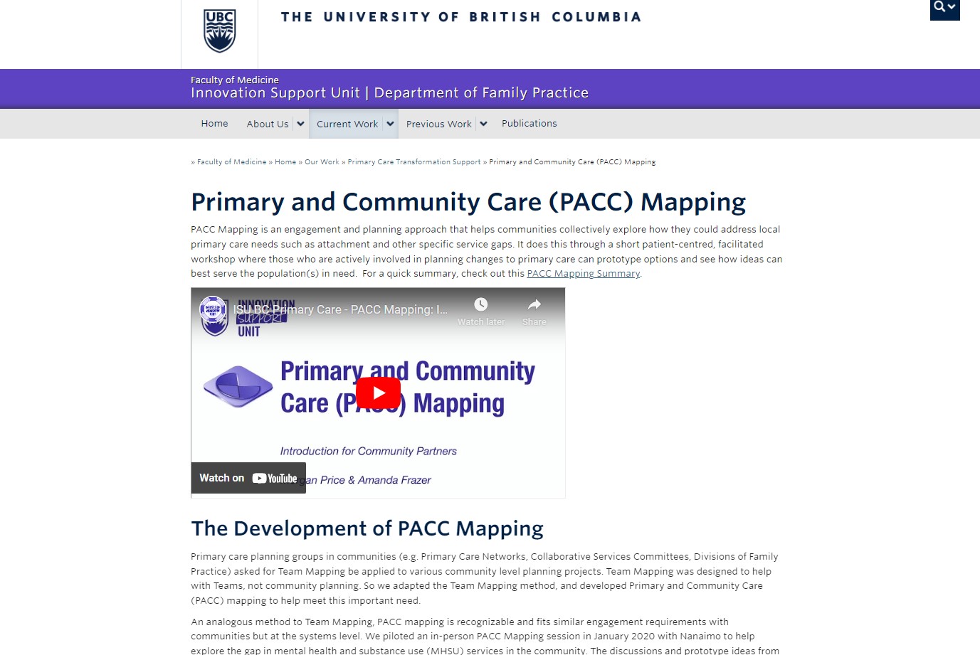UBC Faculty of Medicine Primary and Community Care (PACC) Mapping Thumbnail